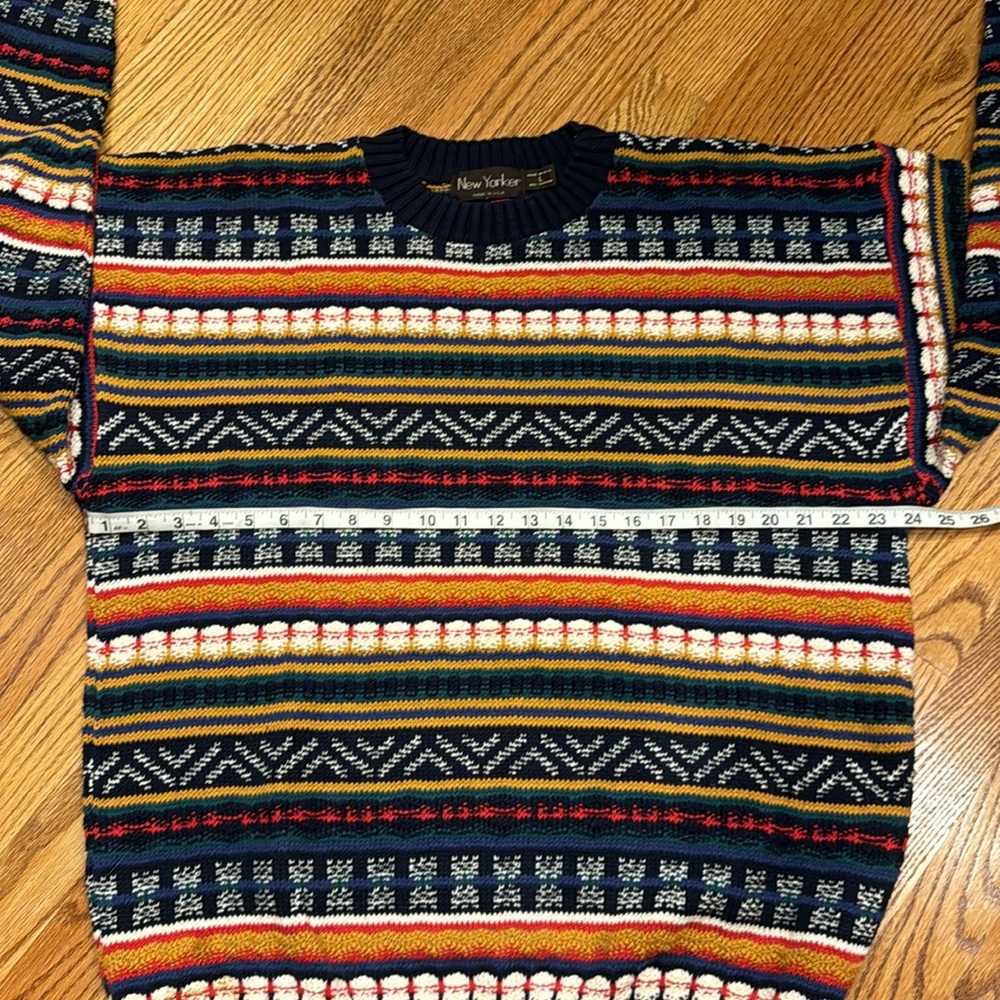 Vintage 80's Oversized 100% New Yorker 3D Multicolor cotton grandpa sweater - Picture 5 of 7